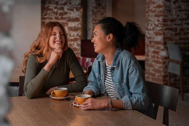 Two friends having a deep conversation over coffee in a cozy cafe. The focus is on their engaged expressions, emphasizing active listening and emotional support.