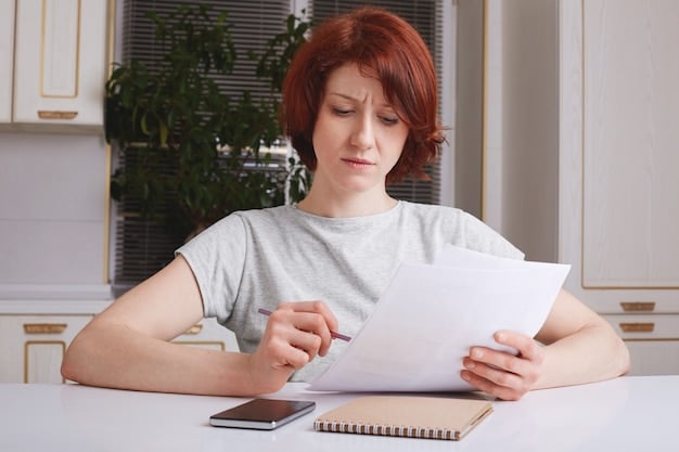 A person looking anxiously at their bank statement, highlighting numerous expenses labeled 