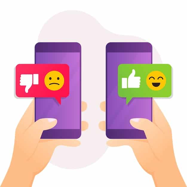 A split image showing two hands texting. On one side, a hand is typing a professional email with no emojis. On the other, a hand is typing a similar message but filled with various emojis.