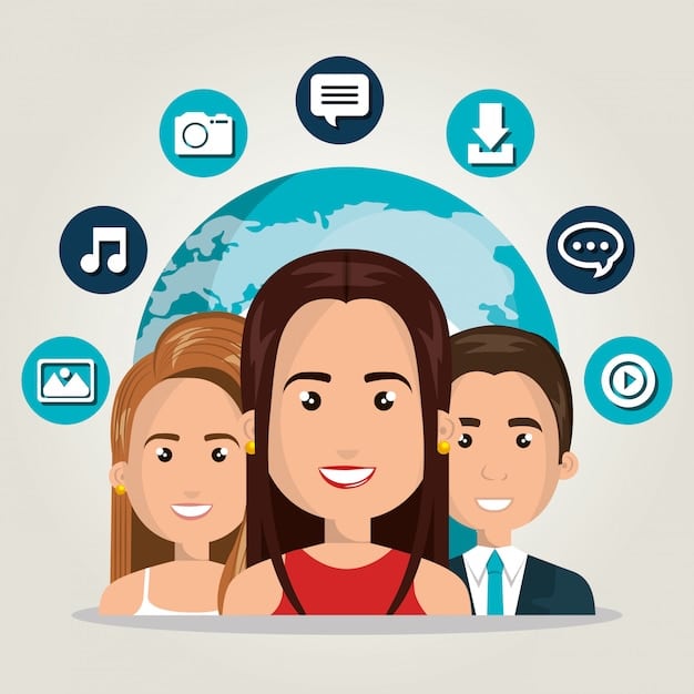 A friendly, approachable community manager smiling and interacting with several distinct avatars or profile icons on a screen, symbolizing warm, active engagement and moderation in a positive online space.