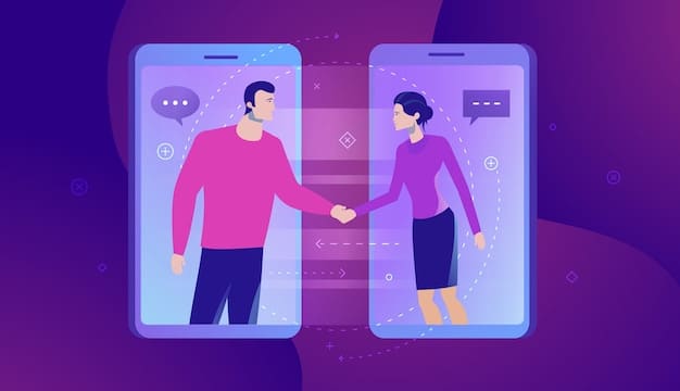 A handshake between two digital avatars, symbolizing trust, collaboration, and the psychological contract within an online community.