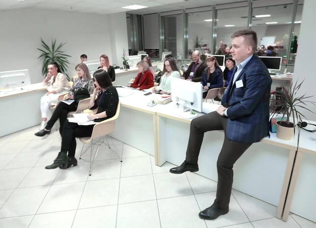 A corporate meeting room with a large, polished table. Executives are seated around it, all looking intensely at a single individual who appears to be speaking passionately, while others are nodding vigorously, illustrating the pressure of conformity.