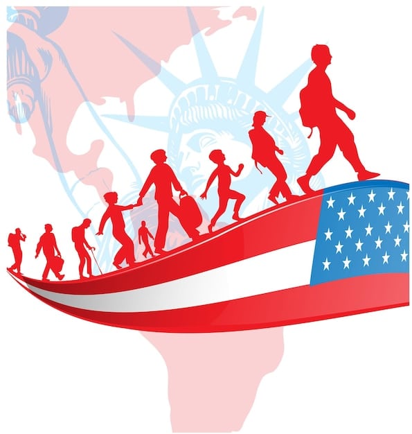 A symbolic image depicting individuals from different political factions extending hands across a divide or chasm, representing efforts to bridge ideological gaps and promote unity in US politics.