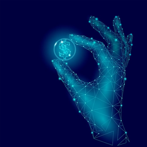 A person's hand reaching towards a holographic interface displaying data graphs and connection lines, symbolizing digital communication and data-driven influence. The background is a blurred cityscape at night.
