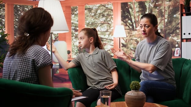 A support group session with several US teenagers talking openly, demonstrating positive group dynamics and the importance of professional guidance in dealing with self-esteem and social comparison issues.