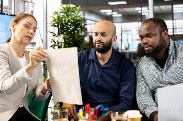 A diverse group of people collaborating on a project, with one person presenting ideas confidently to the team, illustrating competence.