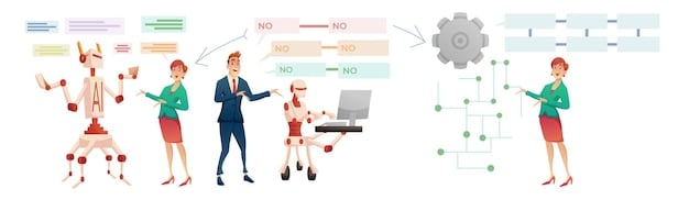 A schematic diagram illustrating the interaction between human communicators and AI systems, with arrows showing data flow and feedback loops, emphasizing ethical considerations and bias mitigation.