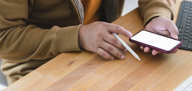 A person with low vision adjusting text size on a smartphone, displaying a website with larger fonts and clear readability. The focus is on the ease of customization for personal viewing needs.