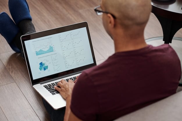 A data analyst looking at a dashboard displaying rising customer retention rates and positive sentiment scores, with diverse customer profiles on screen, representing successful inclusive marketing.
