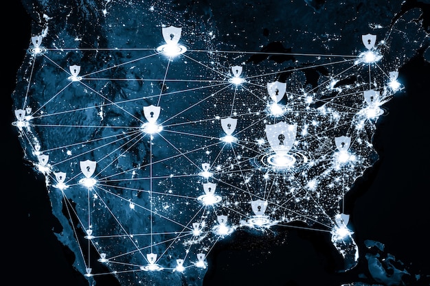 A conceptual image showing data privacy symbols overlaying an AI mind map, with diverse user icons around it, emphasizing ethical considerations and data security in personalized communication.