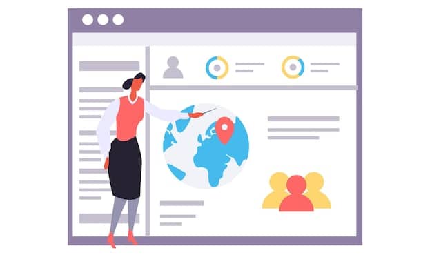 A dashboard illustrating data points and personalized recommendations for online community members. Visual elements include member avatars, interest tags, and charts indicating engagement levels and content preferences.
