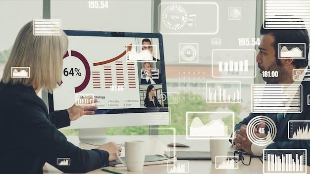 A professional looking at a dashboard with various graphs and data visualizations, representing audience segmentation and personalized content delivery for an online community.